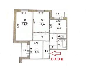 3-к квартира, вторичка, 63м2, 7/9 этаж