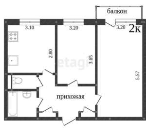 2-к квартира, вторичка, 51м2, 6/7 этаж