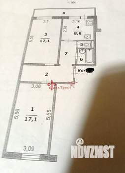 2-к квартира, вторичка, 58м2, 3/10 этаж