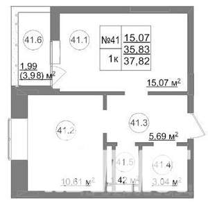 1-к квартира, вторичка, 38м2, 8/8 этаж