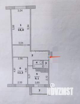 2-к квартира, вторичка, 55м2, 5/5 этаж