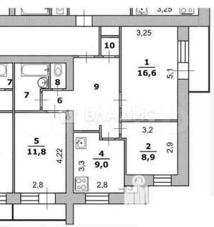 3-к квартира, вторичка, 66м2, 8/15 этаж