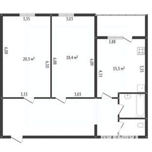 2-к квартира, вторичка, 66м2, 3/14 этаж