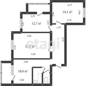 3-к квартира, вторичка, 70м2, 2/5 этаж