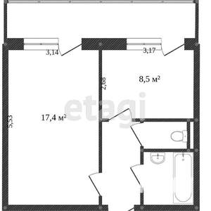 1-к квартира, вторичка, 34м2, 7/10 этаж