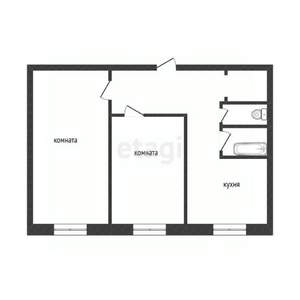 2-к квартира, вторичка, 44м2, 1/5 этаж