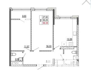 2-к квартира, вторичка, 58м2, 9/14 этаж