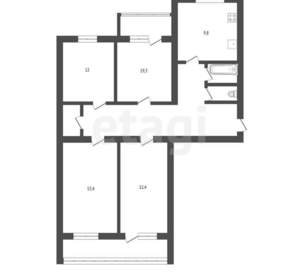 4-к квартира, вторичка, 93м2, 2/12 этаж