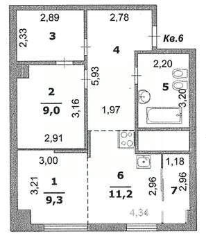 2-к квартира, вторичка, 57м2, 3/16 этаж