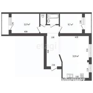 2-к квартира, вторичка, 62м2, 5/9 этаж