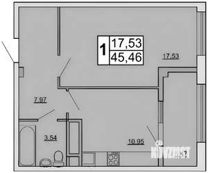 1-к квартира, вторичка, 47м2, 7/18 этаж