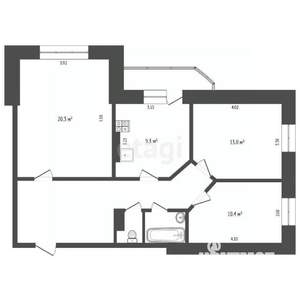 3-к квартира, вторичка, 73м2, 2/17 этаж