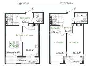 2-к квартира, вторичка, 90м2, 7/8 этаж
