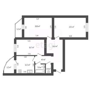 3-к квартира, вторичка, 98м2, 13/15 этаж