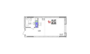 Студия квартира, вторичка, 30м2, 13/18 этаж