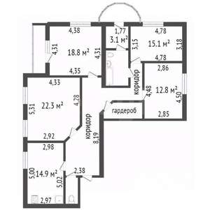 4-к квартира, вторичка, 187м2, 4/14 этаж
