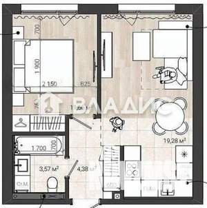 1-к квартира, вторичка, 39м2, 2/8 этаж