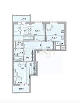 2-к квартира, вторичка, 60м2, 3/7 этаж