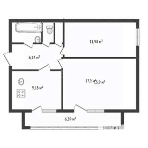 2-к квартира, вторичка, 47м2, 10/12 этаж