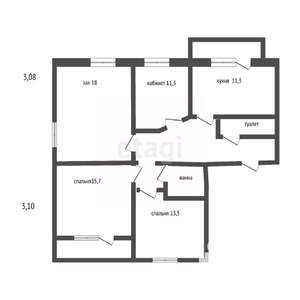4-к квартира, вторичка, 88м2, 2/3 этаж