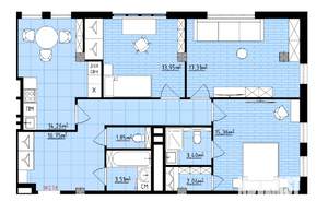 3-к квартира, строящийся дом, 88м2, 11/16 этаж