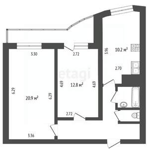 2-к квартира, вторичка, 58м2, 3/9 этаж