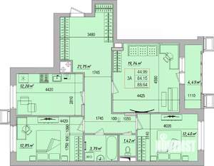 3-к квартира, вторичка, 88м2, 4/7 этаж