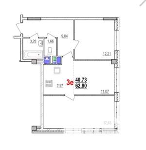 3-к квартира, вторичка, 63м2, 10/18 этаж