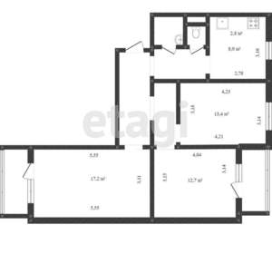 3-к квартира, вторичка, 71м2, 3/10 этаж