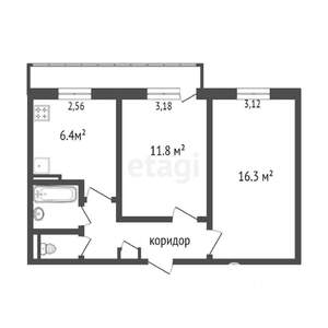 2-к квартира, вторичка, 45м2, 4/9 этаж