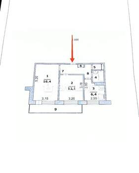 2-к квартира, вторичка, 45м2, 4/9 этаж