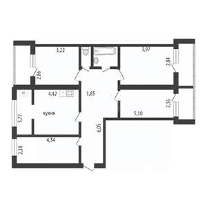 4-к квартира, вторичка, 89м2, 3/7 этаж