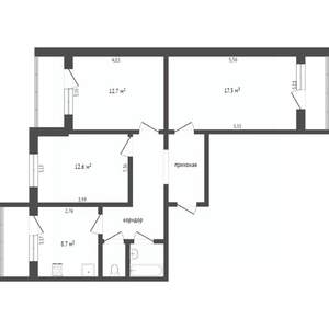 3-к квартира, вторичка, 76м2, 7/9 этаж