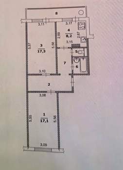 2-к квартира, вторичка, 58м2, 6/11 этаж