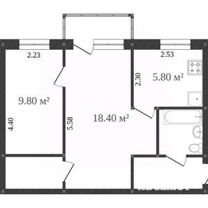 2-к квартира, вторичка, 45м2, 2/5 этаж