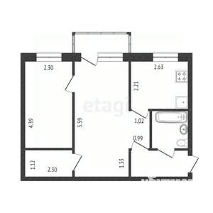 2-к квартира, вторичка, 42м2, 5/5 этаж