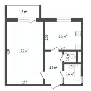 1-к квартира, вторичка, 33м2, 4/9 этаж