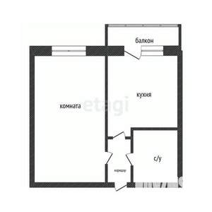 1-к квартира, вторичка, 27м2, 1/9 этаж