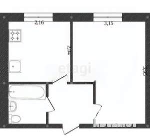 1-к квартира, вторичка, 32м2, 1/5 этаж