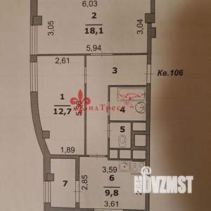 2-к квартира, вторичка, 59м2, 12/19 этаж