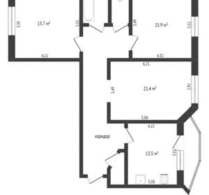 3-к квартира, вторичка, 86м2, 4/9 этаж