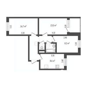 3-к квартира, вторичка, 61м2, 3/10 этаж