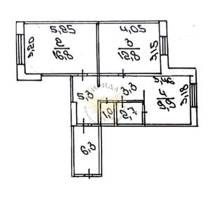 2-к квартира, вторичка, 58м2, 1/9 этаж