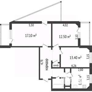 3-к квартира, вторичка, 71м2, 7/9 этаж