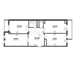 4-к квартира, вторичка, 117м2, 8/14 этаж