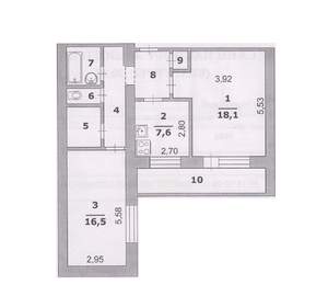 2-к квартира, вторичка, 61м2, 9/9 этаж