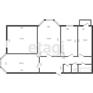 4-к квартира, вторичка, 91м2, 11/11 этаж