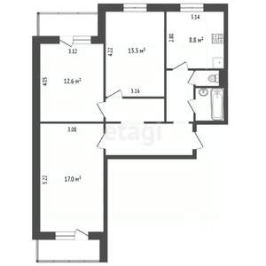 3-к квартира, вторичка, 71м2, 6/10 этаж