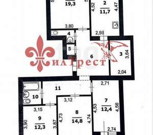 4-к квартира, вторичка, 105м2, 9/10 этаж