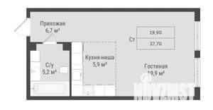 Студия квартира, строящийся дом, 38м2, 5/17 этаж